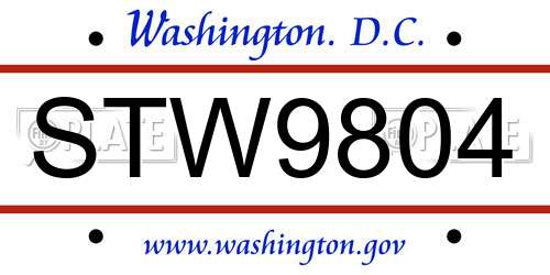 STW9804 District Of Columbia License Plate