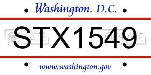 STX1549 District Of Columbia License Plate