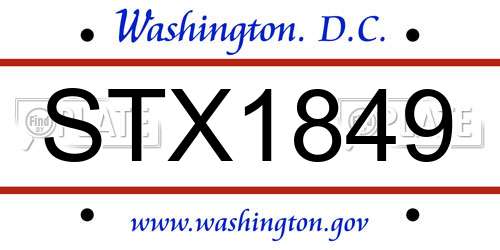 STX1849 District Of Columbia License Plate