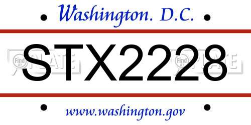 STX2228 District Of Columbia License Plate
