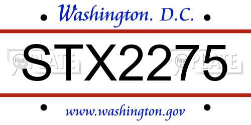 STX2275 District Of Columbia License Plate