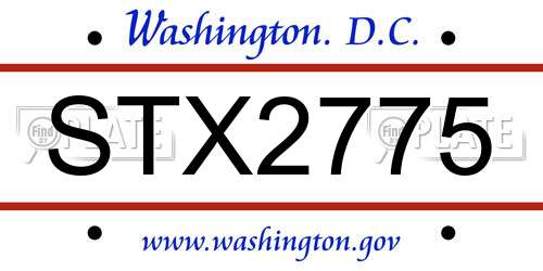 STX2775 District Of Columbia License Plate