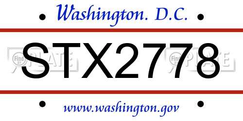 STX2778 District Of Columbia License Plate