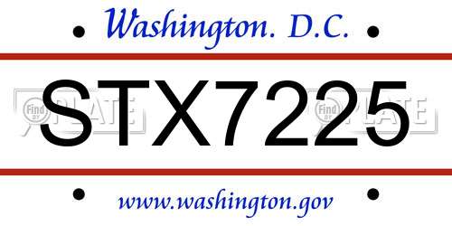 STX7225 District Of Columbia License Plate