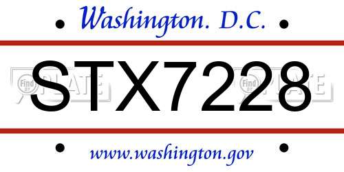 STX7228 District Of Columbia License Plate