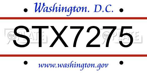 STX7275 District Of Columbia License Plate