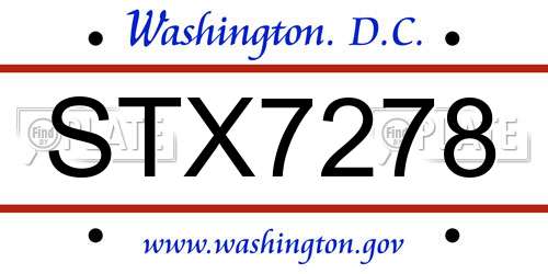 STX7278 District Of Columbia License Plate
