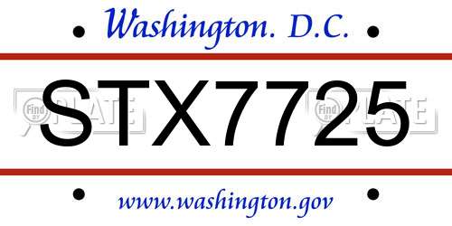 STX7725 District Of Columbia License Plate
