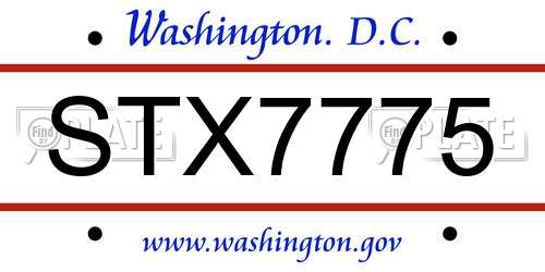 STX7775 District Of Columbia License Plate