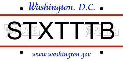 STXTTTB District Of Columbia License Plate