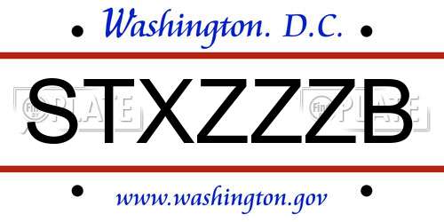STXZZZB District Of Columbia License Plate