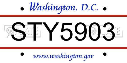 STY5903 District Of Columbia License Plate