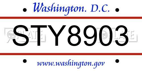 STY8903 District Of Columbia License Plate