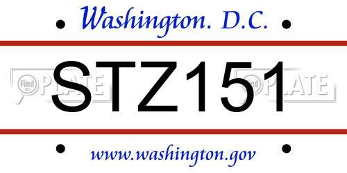 STZ151 District Of Columbia License Plate