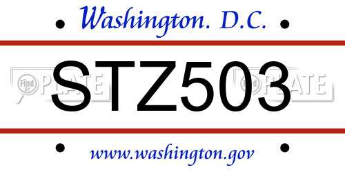 STZ503 District Of Columbia License Plate