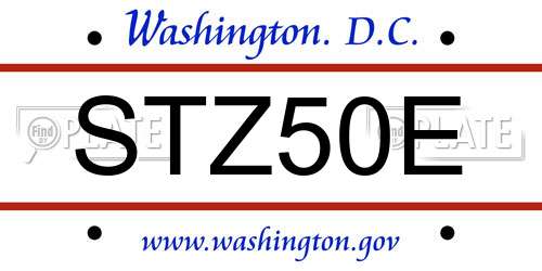STZ50E District Of Columbia License Plate
