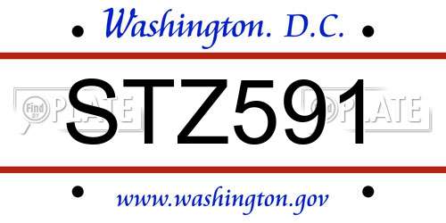 STZ591 District Of Columbia License Plate