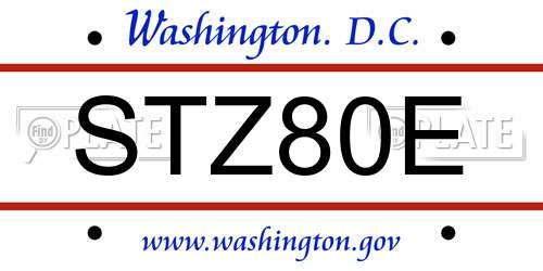 STZ80E District Of Columbia License Plate