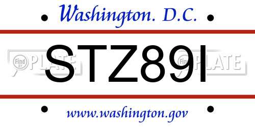 STZ89I District Of Columbia License Plate