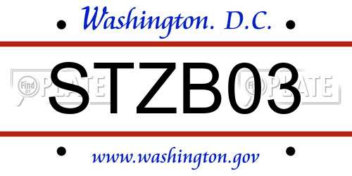 STZB03 District Of Columbia License Plate