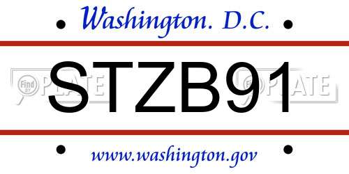 STZB91 District Of Columbia License Plate