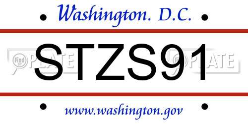 STZS91 District Of Columbia License Plate