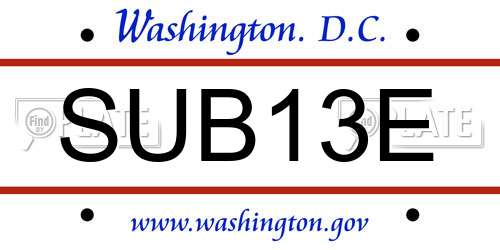 SUB13E District Of Columbia License Plate