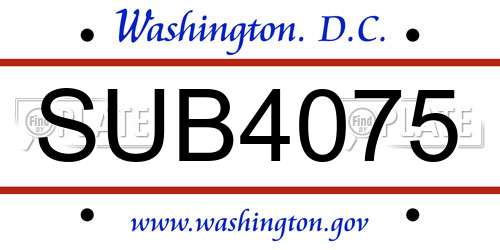 SUB4075 District Of Columbia License Plate