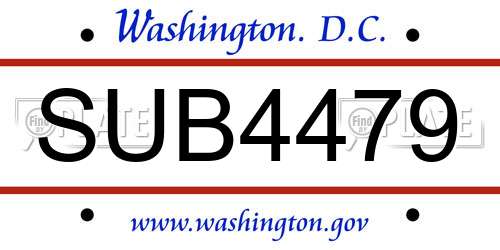 SUB4479 District Of Columbia License Plate