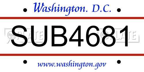 SUB4681 District Of Columbia License Plate