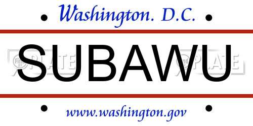 SUBAWU District Of Columbia License Plate