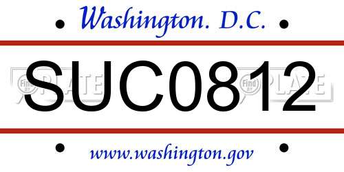 SUC0812 District Of Columbia License Plate