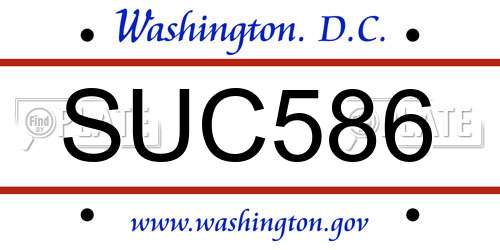 SUC586 District Of Columbia License Plate