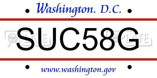 SUC58G District Of Columbia License Plate