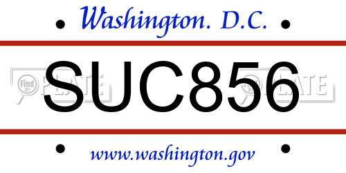 SUC856 District Of Columbia License Plate