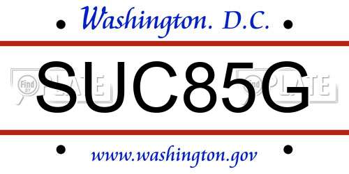 SUC85G District Of Columbia License Plate