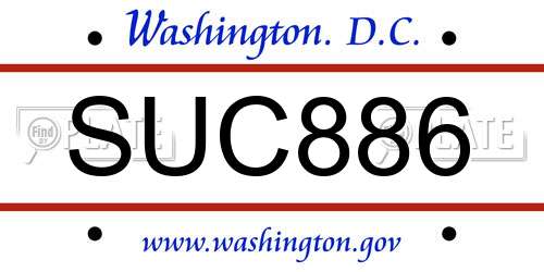 SUC886 District Of Columbia License Plate