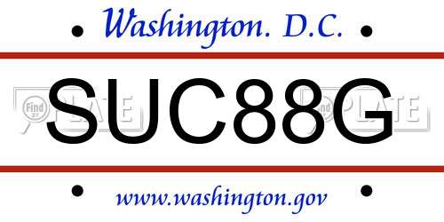 SUC88G District Of Columbia License Plate