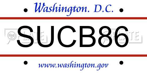 SUCB86 District Of Columbia License Plate