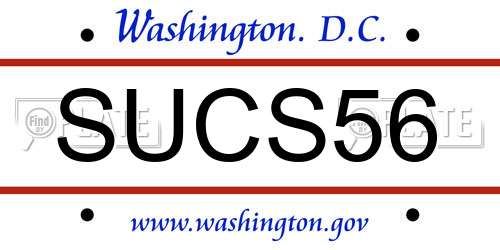 SUCS56 District Of Columbia License Plate