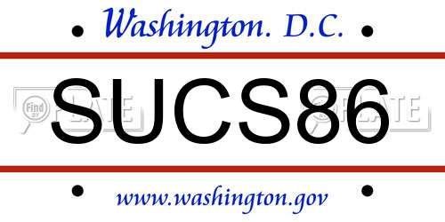 SUCS86 District Of Columbia License Plate