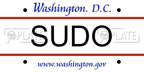 SUDO District Of Columbia License Plate