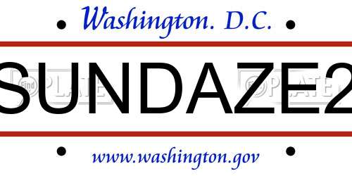 SUNDAZE2 District Of Columbia License Plate