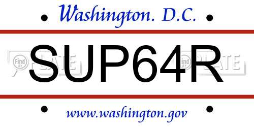 SUP64R District Of Columbia License Plate