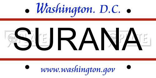SURANA District Of Columbia License Plate