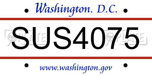 SUS4075 District Of Columbia License Plate