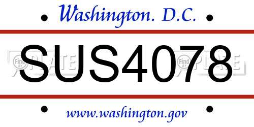 SUS4078 District Of Columbia License Plate