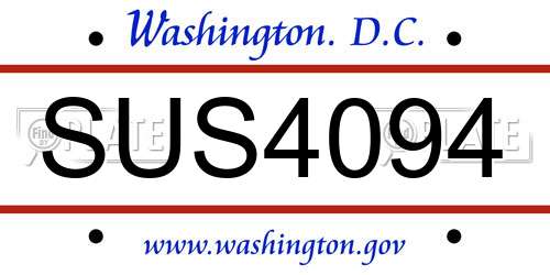 SUS4094 District Of Columbia License Plate