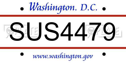 SUS4479 District Of Columbia License Plate