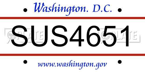 SUS4651 District Of Columbia License Plate